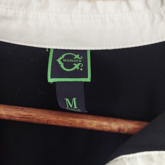 C. Wonder Black Stretch Knit Shirt With Cotton Trim, Collar, Gold Buttons Medium - Picture 5 of 10